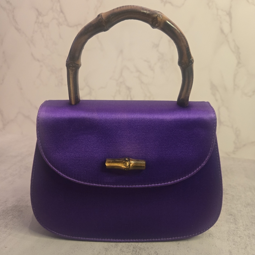 Gucci Vintage Micro Satin Bamboo Top Handle 2-Way Bag